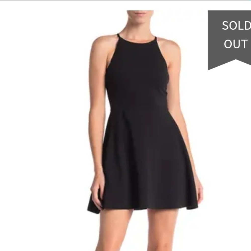 Olivia Rae Textured Black Halter Neck Skater Dress size M